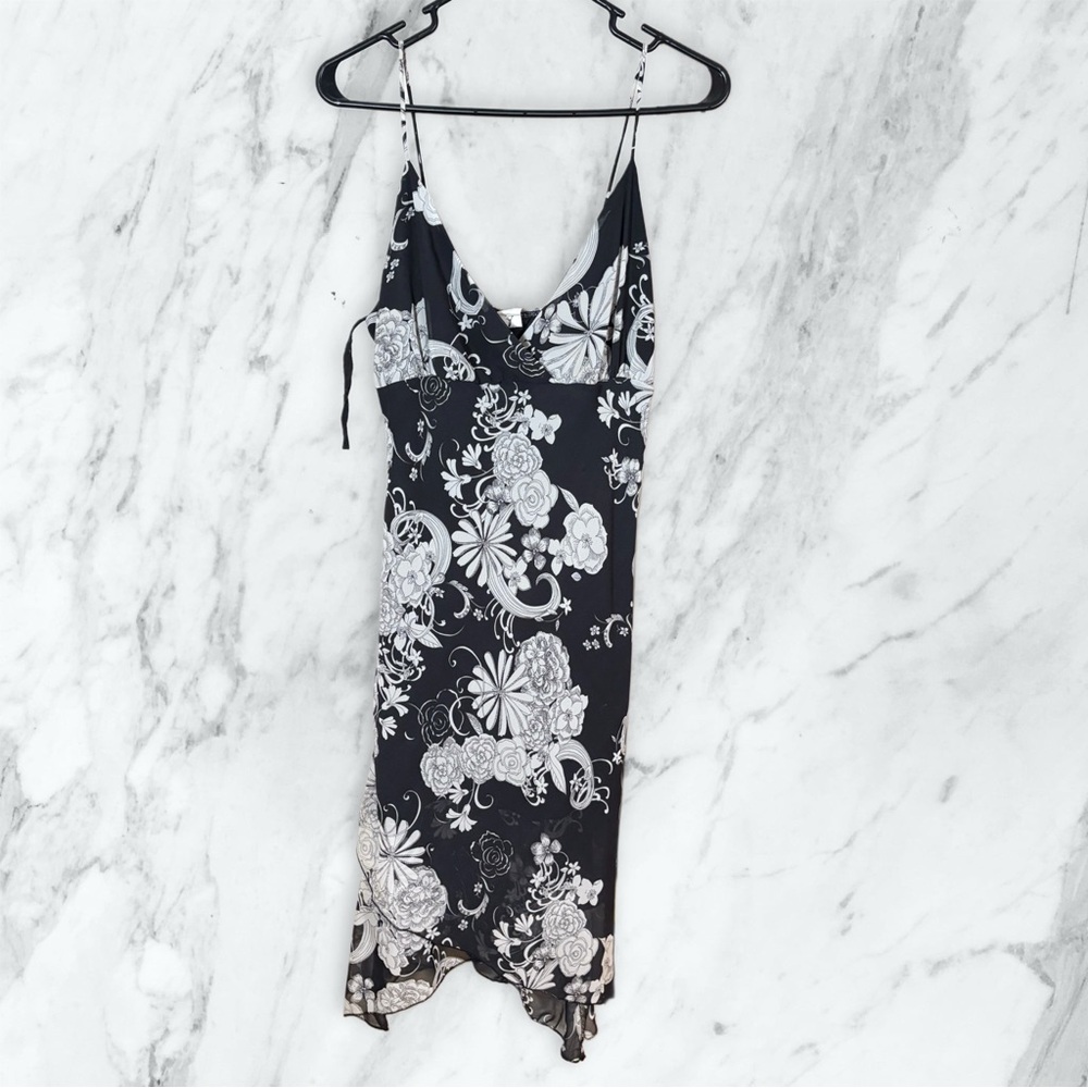 Floral Black and White Dress